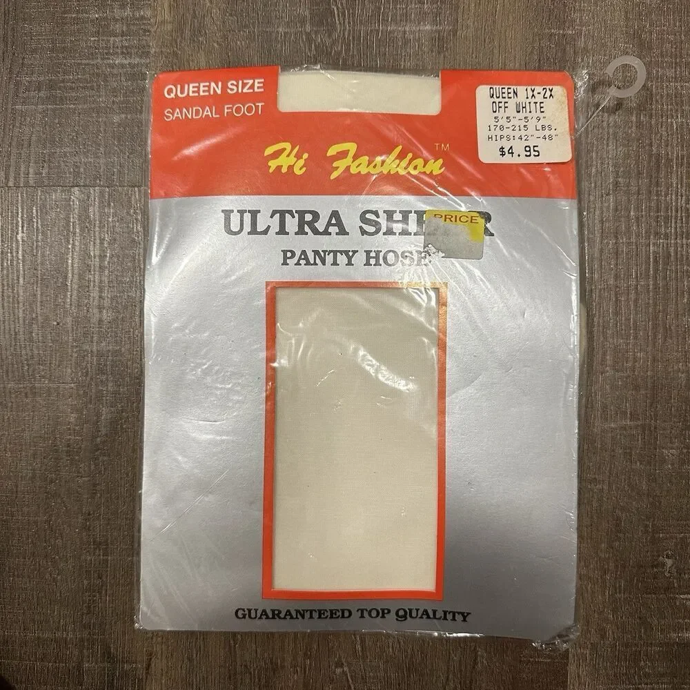 Hi Fashion Queen Size Ultra Sheer Panty Hose Off White Sandal Foot Nylon 170-215